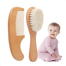 Mey İthalat Xspring Bebek Saç Fırçası, 2 Parça Bebek Fırça ve Tarak Seti, Doğal Lotus Ahşap ve Yumuşak Keçi Kılı, Armut Ağacı Tarak, Yenidoğanlar ve Küçük Çocuklar Için, Konak Önleyici, Bebek Duşu Hediye Seti