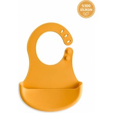 Mey İthalat Bpa İÇERMEYEN%100 Silikon Bebek Mama Önlüğü Kaydırmaz Cepli Bebek Önlüğü Sarı