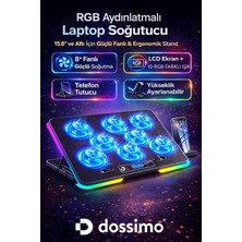 Mey İthalat Nitro Rgb Işıklı 8 Fanlı LCD Göstergeli 2 USB Girişli Yükselebilen Notebook Soğutucu S23