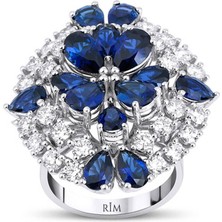 Rim Pırlanta 10.40 Karat Laboratuvar Pırlantalı Safir Yüzük - Hrd Sertifikalı