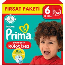 Mey İthalat Prima Külot Bebek Bezi 6 Numara 52'li 15+ kg Fırsat Paketi