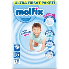 Mey İthalat Molfix Bebek Bezi 3D Junior 5 Beden Aylık Paket 78 Adet, Beyaz