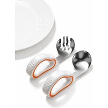 Mey İthalat Valkyrie 316 Çelik Bebek Kaşık Çatal Seti | Ergonomik Silikon Tutma Saplı, Güvenli ve Kaymaz Tasarım