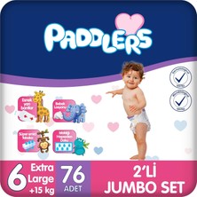 Mey İthalat Paddlers Bebek Bezi 6 Numara X-Large (15+ Kg) 76 Adet – 2’li Jumbo Set