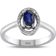 Rim Pırlanta 0.95 Karat Laboratuvar Pırlanta Safir Yüzük - Hrd Sertifikalı