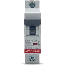 Eco Lounge 1 Adet Federal 1X20 A C Tipi 4.5ka Otomatik Sigorta Fm4 9EG-C0431-SD20