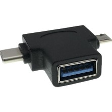 Mey İthalat Alfais 4372 USB 3.0 To Type C Micro USB 3.1 Data Şarj Çevirici Dönüştürücü Adaptör