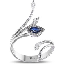 Rim Pırlanta 0.70 Karat Laboratuvar Pırlanta Safir Sarmaşık Yüzük - Hrd Sertifikalı