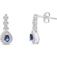 Rim Pırlanta 0.60 Karat Laboratuvar Pırlanta Safir Küpe - Hrd Sertifikalı
