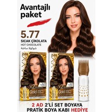 Maxx Deluxe Golden Beauty Set Saç Boyası 5,77 Sıcak Çikolata 2 Adet + Fırça