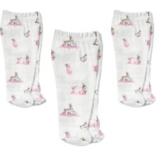 Mey İthalat Deux Lapıns% 100 Pamuk Müslin Patikli Alt 3’lü Set – Bébé Lapin Rose YNDGNALT-1018