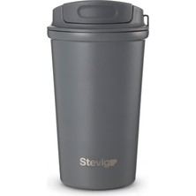 Mey İthalat 4 Work Flip Open Coffee Mug Çelik Termos 400 Mililitre Grey ST-251