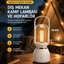 Azurtech Bluetooth Kamp Lambası ve Hoparlör – Şarjlı LED Kamp Feneri, Taşınabilir Gece Lambası, Kademesiz Işık Ayarlı, Uzun Pil Ömürlü