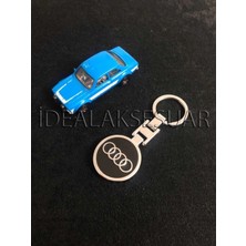İdeal Aksesuar Audi Metal Anahtarlık Yuvarlak Siyah Anahtarlık Şık Kaliteli Quattro Araba Oto Motor Aksesuar