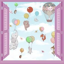Mey İthalat Çocuk Odası Bebek Odası Pencere Poster Duvar Kağıdı Balonlar