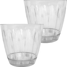 Mey İthalat 2 Adet Plastik Orkide Saksısı Seti 1,5 Lt Gizli Tabaklı Şeffaf Saksı 145 x 135 mm