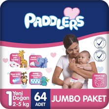 Mey İthalat Paddlers Yenidoğan Bebek Bezi 1 Numara (2-5 Kg) 64 Adet – Jumbo Paket
