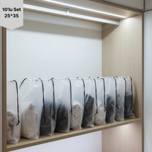 Meapuff 10LU Set 25*35CM (Medium) Su Geçirmez Büzme İpli Tatil Çantası 