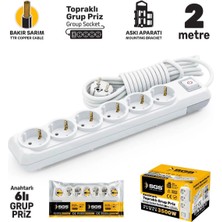 Rüzgar Makina SGS3495 Sgs Grup Priz Topraklı Anahtarlı Altılı 2 Metre