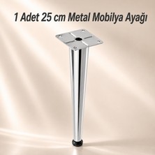 Nzb (1 Adet) Düz Tablalı Krom Renk 25 cm Metal Mobilya Sehpa Ayağı Dayanıklı Mobilya Ayak