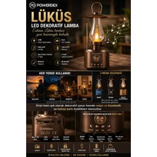 Powerdex Gaz Lambası Modelli Radyolu Şarjlı Lüküs Dekoratif Lamba 10W Amber Işık
