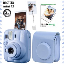 Fujifilm Instax Mini 13 Frost Blue Fotoğraf Makinesi Deri Çanta Kıskaç ve 10'lu Film Hediye Seti