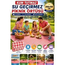 Open City Su Geçirmez Kum Tutmaz Piknik Örtüsü 200X150 Katlanabilir Plaj Kamp Matı Taşıma Çantalı Kırmızı