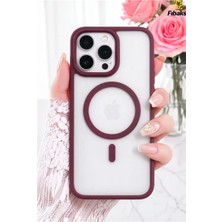 Fibaks iPhone 14 Pro Max / 15 Pro Max Kılıf Mat Renkli Parmak Izi Yapmaz Kamera Çıkıntılı Hassas Tuşlu Magsafe Destekli Telefon Kılıfı Kapak Bordo