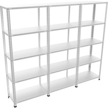 Çelik Raf Burada ® 31x225x150 5 Katlı 3 Lü Bitişik Galvaniz Raf  Dx51 Kalite