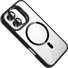 Bezos iPhone 17 Remim Lensli Magsafe Standlı Kapak - Siyah