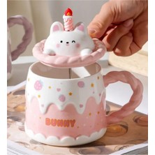 Bam Pasta Kedi Temalı Seramik Kupa Pembe