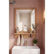 Montesev Antik Ahşap Dekoratif Ayna Raflı Askılıklı Banyo Oda Lavabo Wc Dresuar Koridor Konsol Mutfak Makyaj Aynası