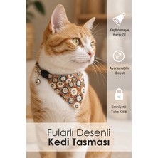 Kiwi KPO-10410C Fularlı Karışık Desenli Çıngıraklı Kedi Tasması
