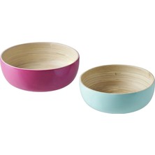 IKEA Akerhallon Pembe-Turkuaz Bambu Servis Kasesi