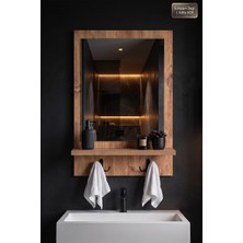 Montesev Antik Ahşap Dekoratif Ayna Raflı Askılıklı Banyo Oda Lavabo Wc Dresuar Koridor Konsol Mutfak Makyaj Aynası Düz
