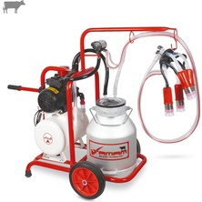 Tamam Tekli İnek Süt Sağma Makinesi (Alüminyum Güğüm-Silikon Memelik) (Kuru Pompa)