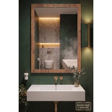 Montesev Antik Ahşap Dik Dekoratif Ayna Banyo Oda Lavabo Wc Dresuar Koridor Konsol Mutfak Makyaj Boy Aynası (90X68)