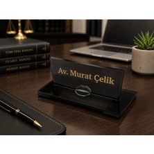 Kişiye Özel Gold Pleksi Masa Isimliği – Avukat, Doktor, Ofis ve Yönetici Masaüstü Isimlik