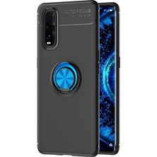Renas Store Oppo Find X2 Kılıf Range Yüzüklü Silikon - Siyah-Mavi