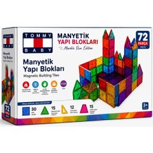 Tommybaby Manyetik Yapı Blokları – Çocuklar Için Renkli 3 Boyutlu 72 Parça Manyetik Oyun Seti