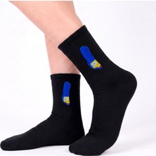 Neşeli Çoraplar Siyah Marge Aksesuarlı Unisex Çorap