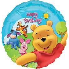 Parti Show Winnie The Pooh Happy Birthday Yuvarlak Folyo Balon 45 cm