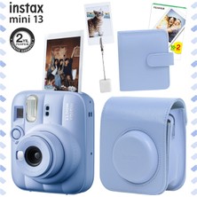 Fujifilm Instax Mini 13 Frost Blue Fotoğraf Makinesi Deri Çanta Albüm Kıskaç ve 20'li Film Hediye Seti