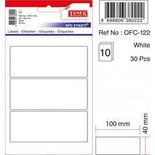 Taneks Tanex Ofis Etiket OFC-122 Beyaz 10 Adet