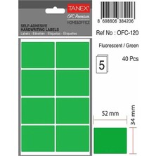 Taneks OFC-120 Flo Yeşil 52X34 mm Ofis Etiketi 5 Adet