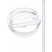 Mey İthalat Stanley Quencher 40 Oz Uyumlu Yedek Bardak Kapağı ve Plastik Pipet Seti | Sızdırmaz, Dökülmez, Bpa Içermez | 40 Oz Tumbler Termos Aksesuarı (1 Kapak + 1 Pipet) (Beyaz)