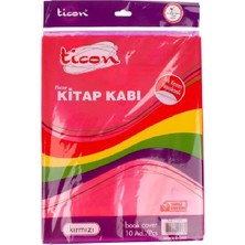 Tetas Kırtasiye Ticon Hazır Kaplık Yapışkanlı Kitap Kırmızı 10’lu Paket