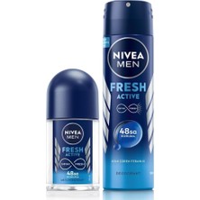Mey İthalat Nıvea Men Erkek Sprey Deodorant Fresh Active 150ML ve Mini Roll-On Fresh Active 25ML