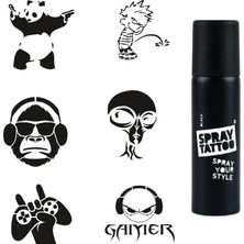Mey İthalat Çılgın Oyuncu Spray Tattoo Geçici Dövme Seti Dark Sprey Dövme Kiti
