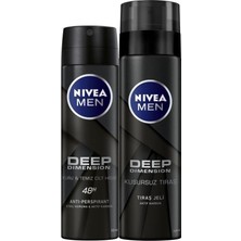Mey İthalat Nıvea Men Erkek Sprey Deodorant Deep Dimension 48 Saat Anti-Perspirant Koruma 150ML ve Nıvea Men Deep Dimension Tıraş Jeli 200ML
